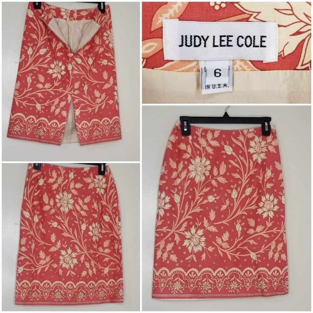 Judy Lee Cole Salmon & Blush Pencil Skirt Size 6